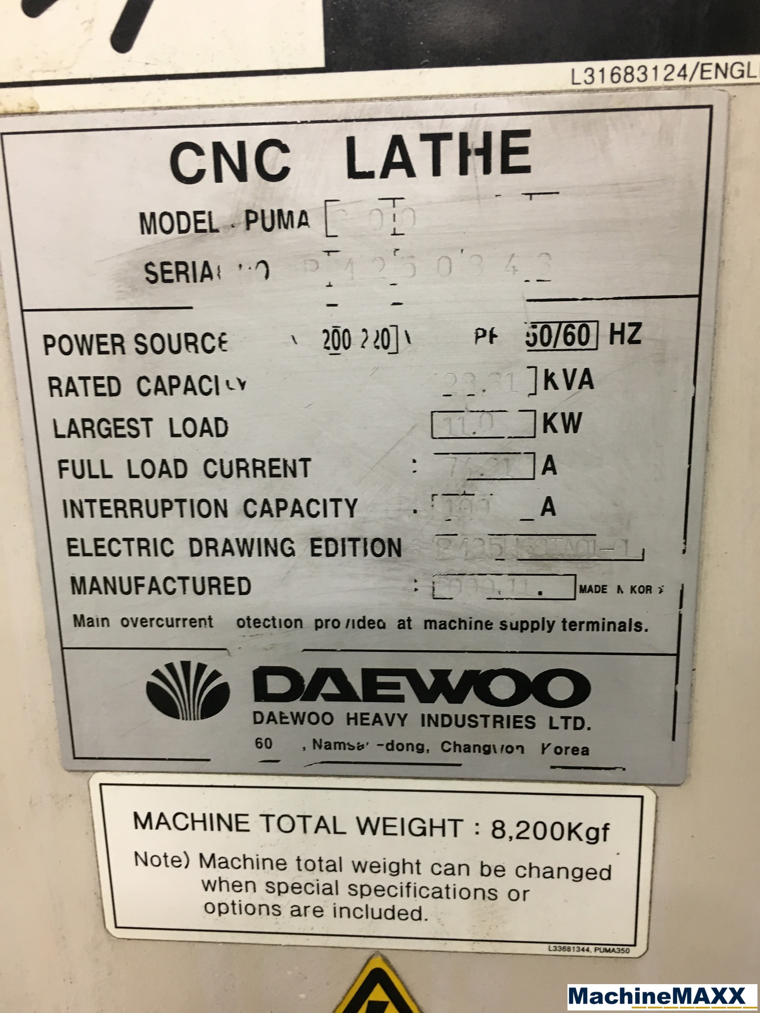 2000 DAEWOO Puma 300 GL 5-Axis or More CNC Lathes | MachineMaxx